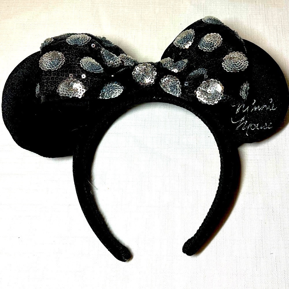 Disney Parks Minnie Mouse Headband Ears. Velour. Sparkle. Embroidered